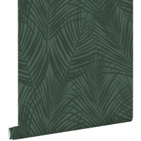 Papier peint feuilles de palmier vert foncé