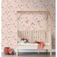 ESTA wallpaper with flowers in pink, white and green