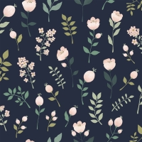 ESTA wallpaper with flowers in blue, pink and white