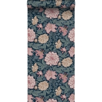 ESTA wallpaper with flowers vintage style pink and blue
