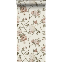 ESTA wallpaper flowers vintage style in white and old pink