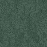 papier peint ESTA feuilles dessinées vert foncé