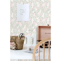 ESTA wallpaper with little flowers in soft pink and green