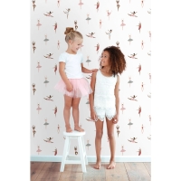 ESTA girls room wallpaper ballerinas in pink and grey