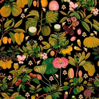 Premium wallpaper asian fruits and flowers anthracite