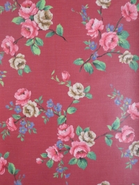 Vintage floral wallpaper with pink, blue and beige flowers