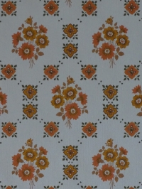 Vintage floral wallpaper with little orange flowers