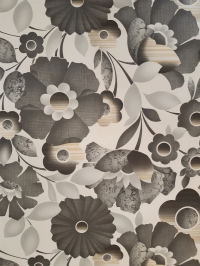 Papier peint vintage avec grandes fleurs gris