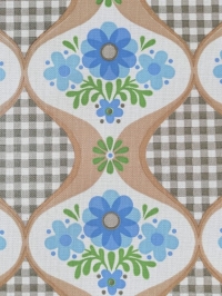 Vintage wallpaper with blue flowers