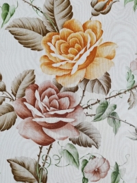 Papier peint vintage avec des roses bruns et roses