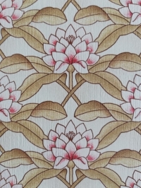 Papier peint vintage avec des fleurs de lotus rose et beige