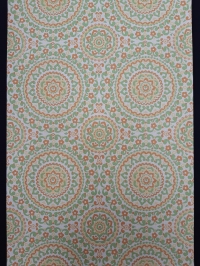 Groen, geel en oranje vintage bloemenbehang