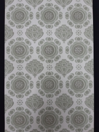 Groen-grijs vintage bloemenbehang