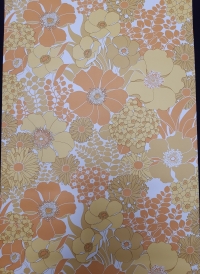 Vintage bloemenbehang oranje en geel