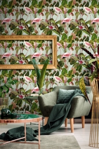Premium wallpaper Beverly Hills Flamingo Mint