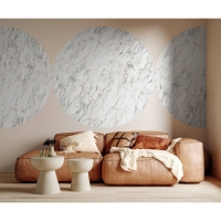 Round wallpaper Arabescato marble grey beige