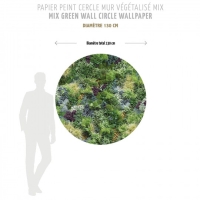 Round wallpaper mixed green wall