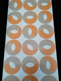 geometric vintage wallpaper orange beige rings
