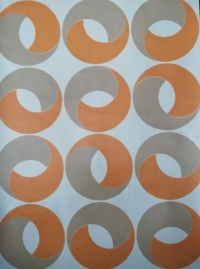 geometric vintage wallpaper orange beige rings