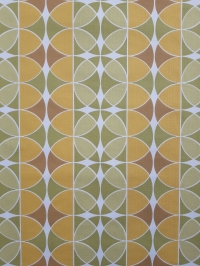 Yellow, green and brown vintage geometric wallpaper