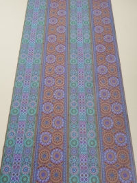 Vintage geometrisch behang bruin, paars en groen