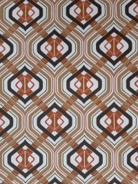 Papier peint vintage geometrique brun et rouge