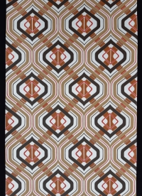 Papier peint vintage geometrique brun et rouge