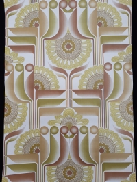 Brown, green and yellow vintage geometric wallpaper
