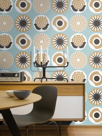 LAVMI wallpaper Clocks blue beige black and white flowers and circles