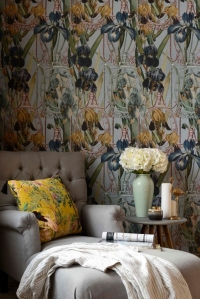 Premium wallpaper Fleurs d'Iris Aquamarine