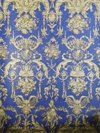 Blue and gold damask vintage wallpaper