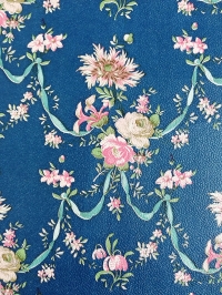Blauw en roze medaillon vintage behang