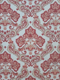 Papier peint vintage damassé rouge beige