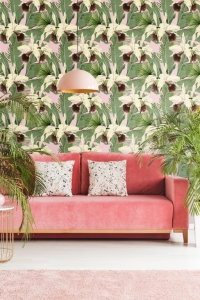 Premium wallpaper Tropical island pink