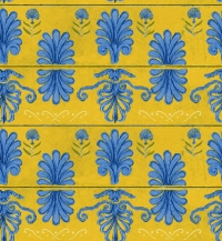Premium wallpaper Mykonos villa blue-lemon