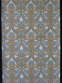 Grey orange floral damask vintage wallpaper