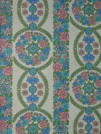vintage floral wallpaper blue pink green