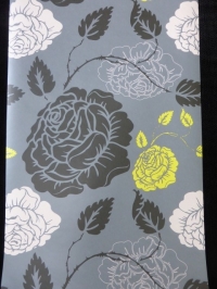 pink yellow and black flowers non woven wallpaper