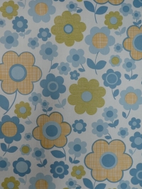 vintage floral wallpaper blue yellow flowers