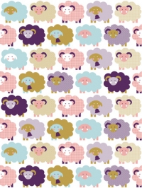 schapen kinderbehang LAVMI paars roze