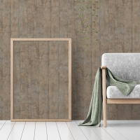 Khaki wood plank imitation wallpaper
