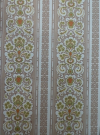 green brown double damask vintage wallpaper