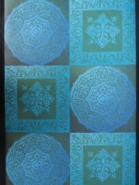 geometric vintage wallpaper blue