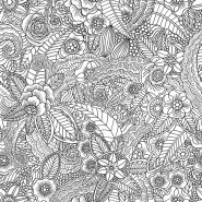 Papier peint avec des fleurs en noir et blanc