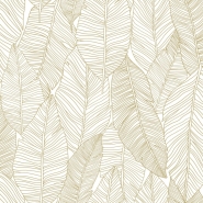papier peint ESTA feuilles dessinées blanc et or
