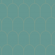 Turquoise - gold arches wallpaper