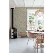 ESTA wallpaper with flowers in mintgreen and old pink