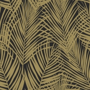 Papier peint feuilles de palmier or et blanc