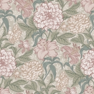 ESTA wallpaper with flowers vintage style old pink and greyed green