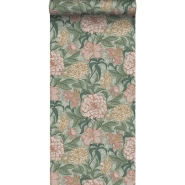 ESTA wallpaper with flowers vintage style pink and green